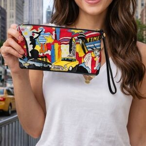 Sharif Clutch Wristlet Leather Limited Edition Artistic Expression NYC Landmarks